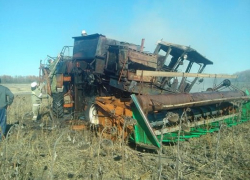 В Таловском районе огонь уничтожил комбайн