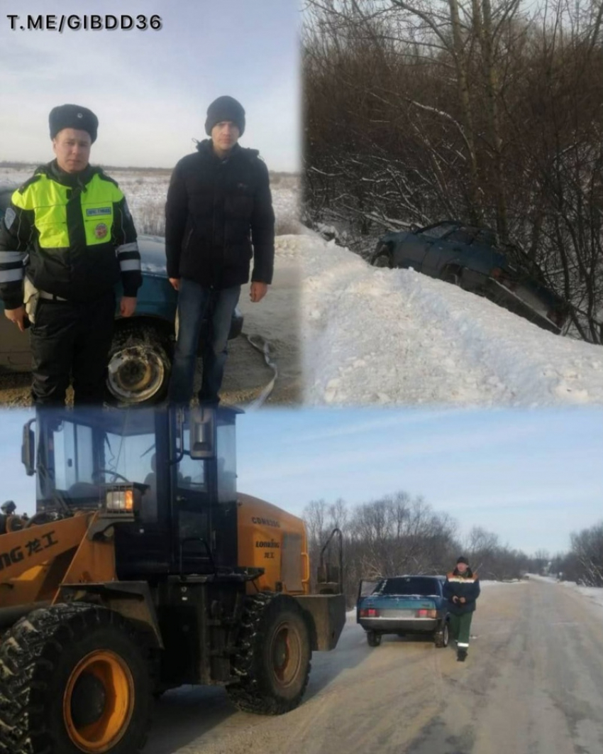 В Эртильском районе сотрудники ГИБДД помогли водителю, съехавшему в кювет