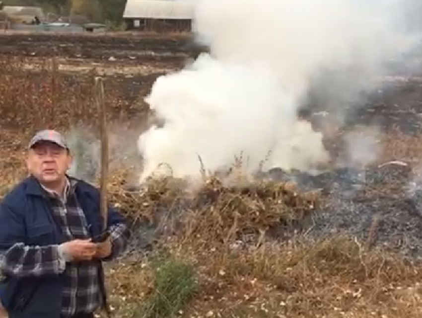 Беседу с дерзким поджигателем травы сняли пожарные в Воронежской области